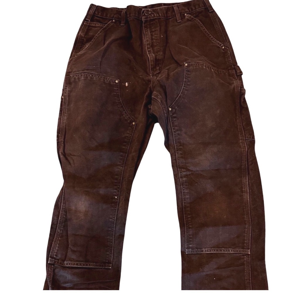 Carhartt B136 DKB Double Knee Work Pants Dark Brown Duck Canvas 34x34 Dungaree